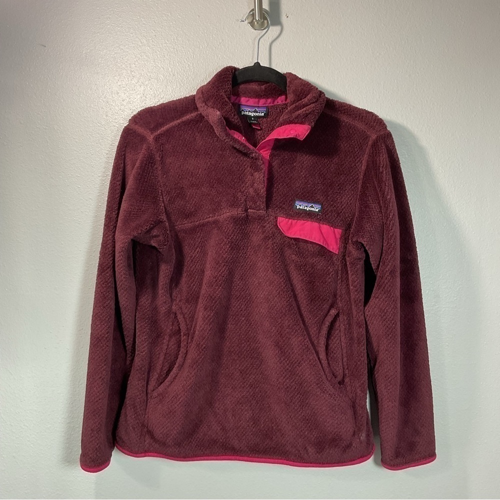Patagonia Women’s Retool Snap T Pullover Fleece Jacket Wine Maroon Red - Size S